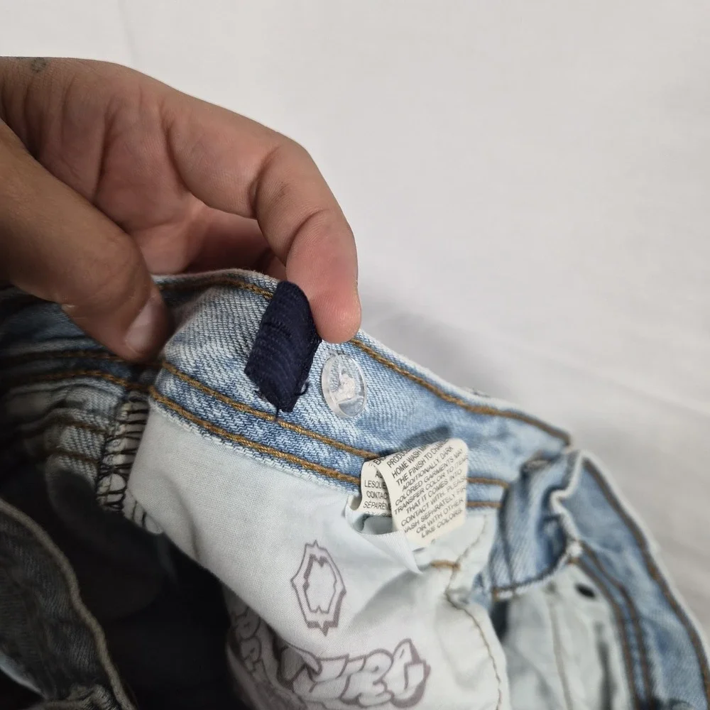Empyre Denim Jorts Shorts Mens 27 Light Wash Baggy Y2K Skater Streetwear Raw Hem